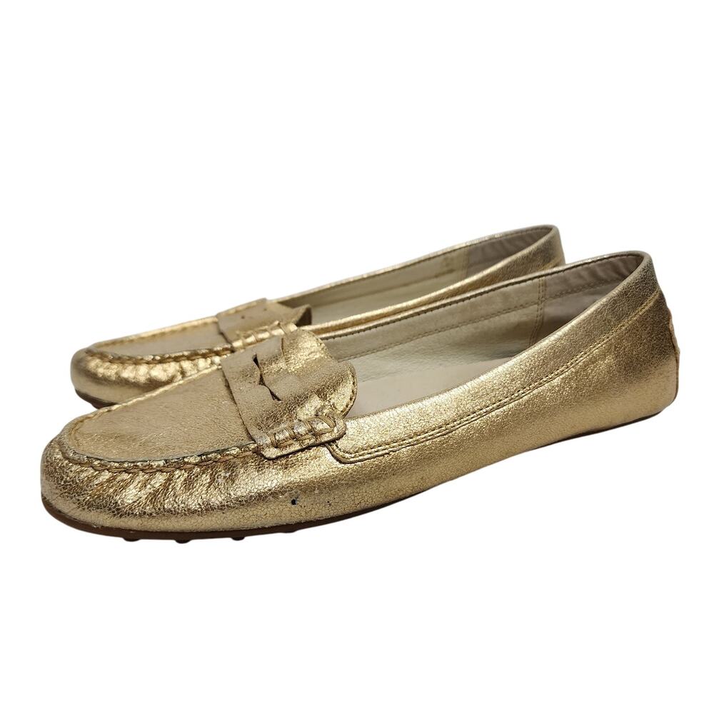 Michael Kors Size 9 Gold Shimmer Loafer Slippers Shoes